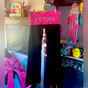 VS Pink Fold Over Flare Yoga Leggings